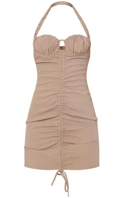 Ruched Front Halterneck Bodycon Dress-PrettyLittleThing Sale