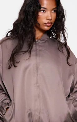 PrettyLittleThing Bomber Jackets*Satin Look Oversized Bomber Jacket