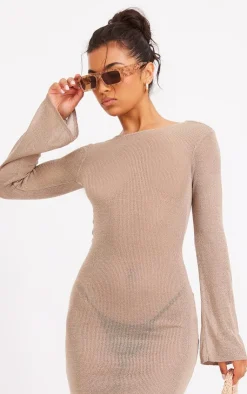 Scoop Back Filagree Knit Maxi Dress-PrettyLittleThing Discount