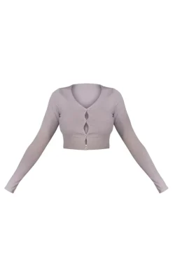 PrettyLittleThing Workout Tops*Sculpt Button Front Yoga Top