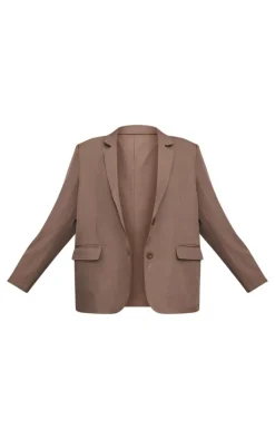 Taupe Seam Detail Structured Oversized Blazer