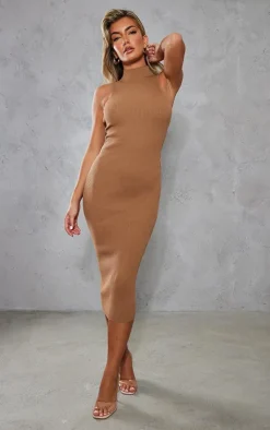 Sleeveless Rib Knit Midaxi Bodycon Dress-PrettyLittleThing Outlet