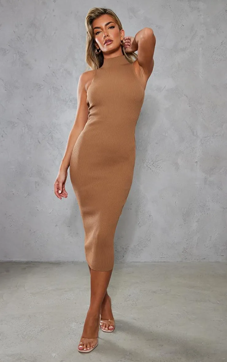 Sleeveless Rib Knit Midaxi Bodycon Dress-PrettyLittleThing Outlet