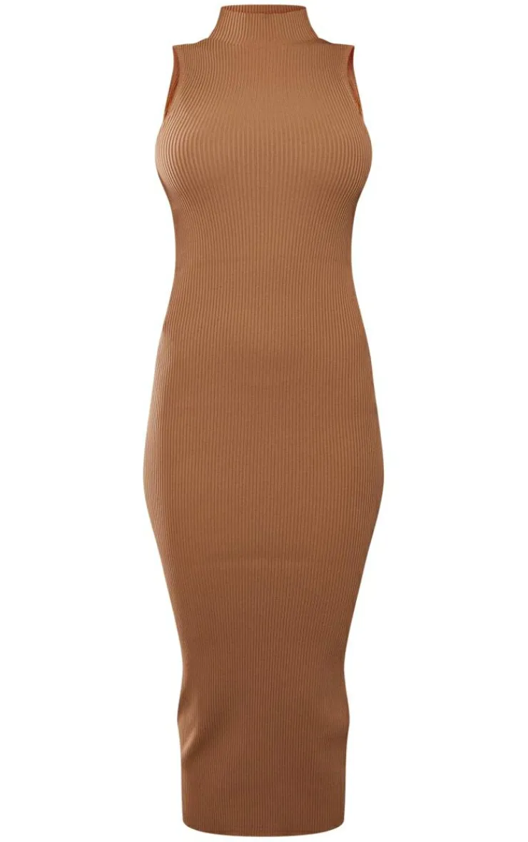 Sleeveless Rib Knit Midaxi Bodycon Dress-PrettyLittleThing Outlet