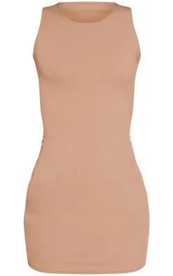 Soft Rib Cut Out Tie Back Bodycon Dress-PrettyLittleThing New