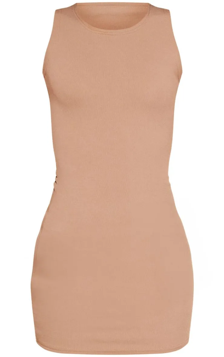 Soft Rib Cut Out Tie Back Bodycon Dress-PrettyLittleThing New