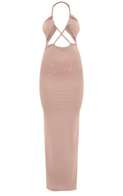 Soft Touch Halter Neck Cut Out Maxi Dress-PrettyLittleThing Outlet