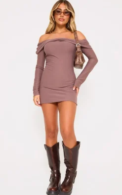 Soft Touch Twist Bardot Bodycon Dress-PrettyLittleThing Sale