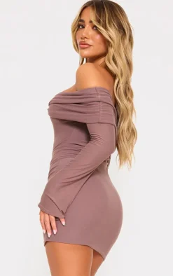 Soft Touch Twist Bardot Bodycon Dress-PrettyLittleThing Sale