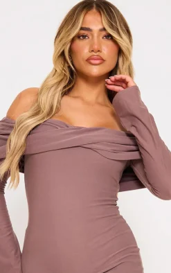 Soft Touch Twist Bardot Bodycon Dress-PrettyLittleThing Sale