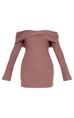 Soft Touch Twist Bardot Bodycon Dress-PrettyLittleThing Sale