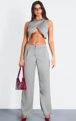 Best PrettyLittleThing Tailored Straight Leg Pants Taupe