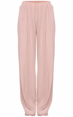 Outlet PrettyLittleThing Textured Pleated Wide Leg Pants Taupe