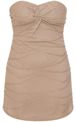 Textured Twist Bandeau Shift Dress-PrettyLittleThing Online
