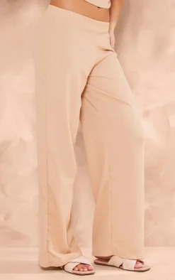 New PrettyLittleThing Textured Wide Leg Pants Taupe