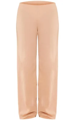 New PrettyLittleThing Textured Wide Leg Pants Taupe
