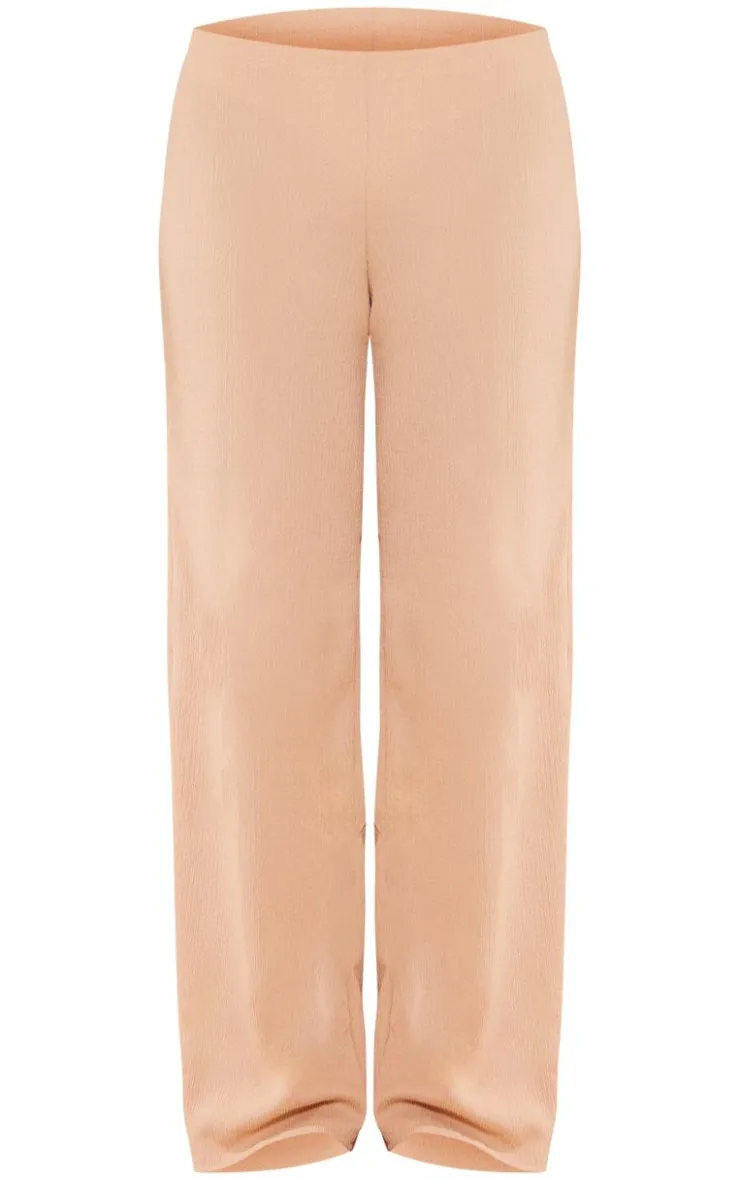 New PrettyLittleThing Textured Wide Leg Pants Taupe
