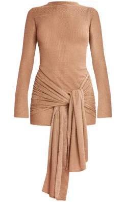 Textured Wrap Bodycon Dress-PrettyLittleThing