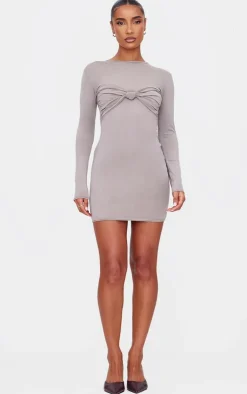 Twist Bandeau Detail Long Sleeve Mini Bodycon Dress-PrettyLittleThing Clearance