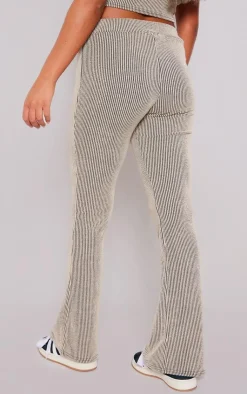 Best PrettyLittleThing Two Tone Rib Foldover Yoga Pants Taupe