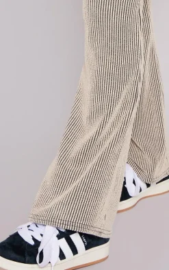 Best PrettyLittleThing Two Tone Rib Foldover Yoga Pants Taupe