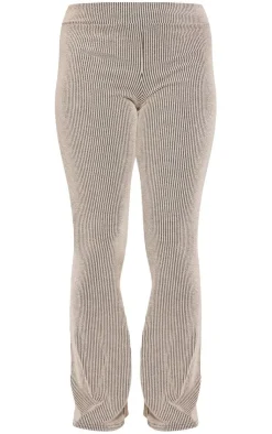 Best PrettyLittleThing Two Tone Rib Foldover Yoga Pants Taupe