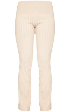 Clearance PrettyLittleThing Two Tone Thick Rib Knit Leggings Taupe