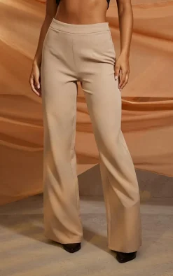 New PrettyLittleThing Woven High Waisted Tailored Wide Leg Pants Taupe