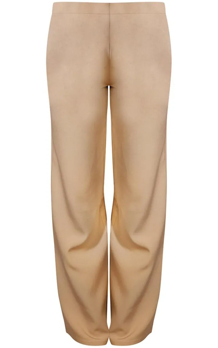 New PrettyLittleThing Woven High Waisted Tailored Wide Leg Pants Taupe
