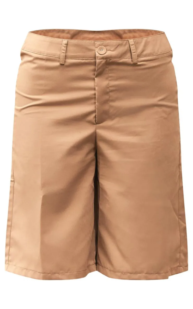Online PrettyLittleThing Woven Mid Rise Longline Tailored Shorts Taupe