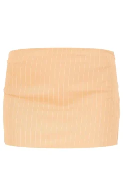 PrettyLittleThing Woven Pinstripe Low Rise Micro Mini Skirt Taupe