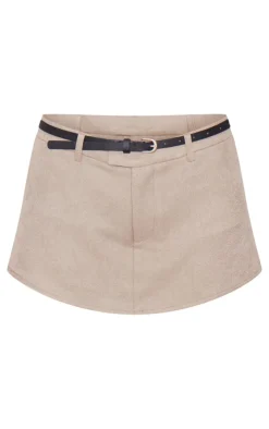 Best PrettyLittleThing Woven Tailored Belted Skort Taupe