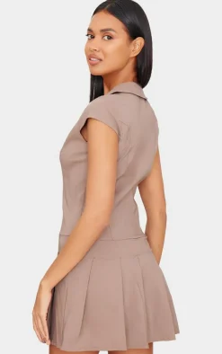 Zip Up Pleated Shift Dress-PrettyLittleThing Best