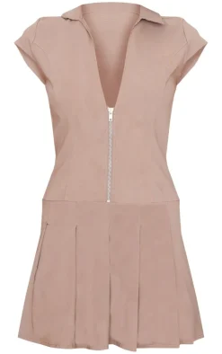 Zip Up Pleated Shift Dress-PrettyLittleThing Best
