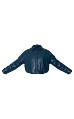 PrettyLittleThing Puffer Jackets*Faux Leather Collar Detail Puffer Jacket