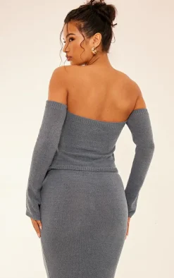 Discount PrettyLittleThing Frill Sleeve Tie Front Knit Top Teal