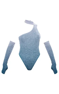 PrettyLittleThing Knitted Tops*Marl Knit High Neck Cut Out Drape Bodysuit With Sleeves
