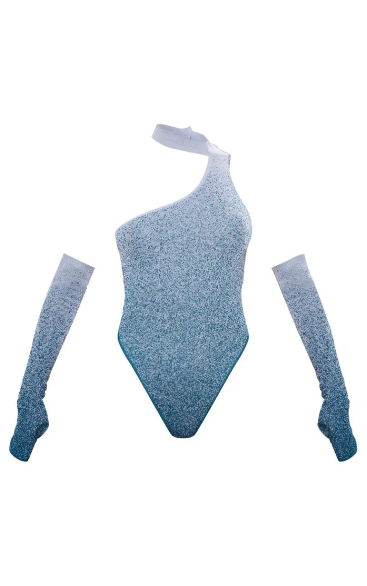 PrettyLittleThing Knitted Tops*Marl Knit High Neck Cut Out Drape Bodysuit With Sleeves