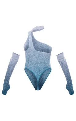 PrettyLittleThing Knitted Tops*Marl Knit High Neck Cut Out Drape Bodysuit With Sleeves
