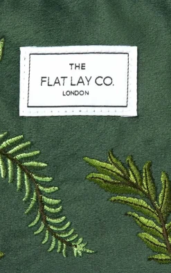 PrettyLittleThing Stocking Stuffers*The Flat Lay Co. Essential Pouch Makeup Bag in Embroidered Leaves Green Velvet