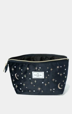 PrettyLittleThing Stocking Stuffers*The Flat Lay Co. Essential Pouch Makeup Bag in Embroidered Celestial Blue Velvet