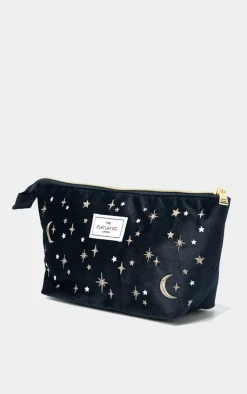 PrettyLittleThing Stocking Stuffers*The Flat Lay Co. Essential Pouch Makeup Bag in Embroidered Celestial Blue Velvet