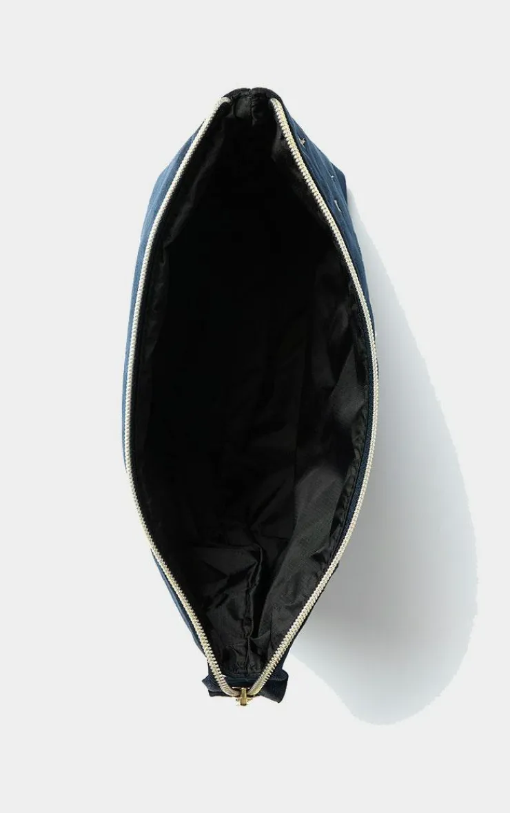 PrettyLittleThing Stocking Stuffers*The Flat Lay Co. Essential Pouch Makeup Bag in Embroidered Celestial Blue Velvet