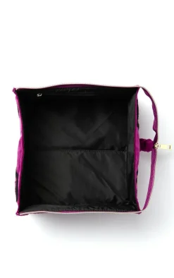 PrettyLittleThing Makeup Brushes & Tools*The Flat Lay Co. Open Flat Box Makeup Bag in Embroidered Daisy Velvet