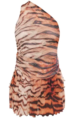 One Shoulder Ruffle Mini Dress-PrettyLittleThing Discount