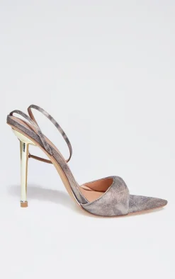 PrettyLittleThing Mules*Tiger Pu Point Toe Heeled Mules