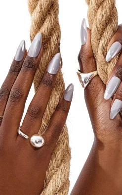 PrettyLittleThing Nails*Tips Chrome Bullet Press On Nails