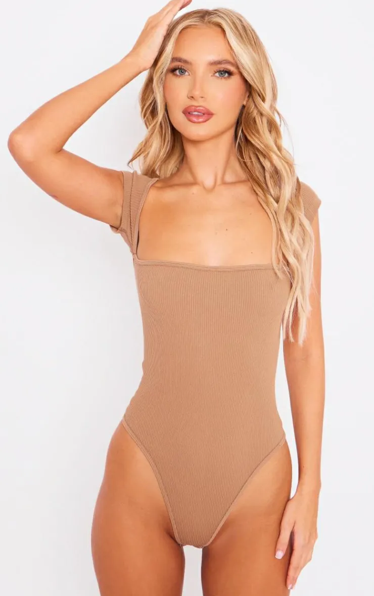 PrettyLittleThing Snatched*Snatched Rib Cut Out Short Sleeve Bodysuit