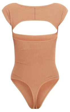 PrettyLittleThing Snatched*Snatched Rib Cut Out Short Sleeve Bodysuit