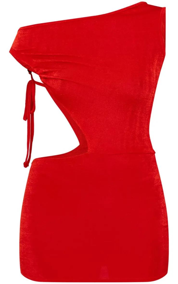 Acetate Slinky One Shoulder Ruched Cut Out Bodycon Dress-PrettyLittleThing Outlet